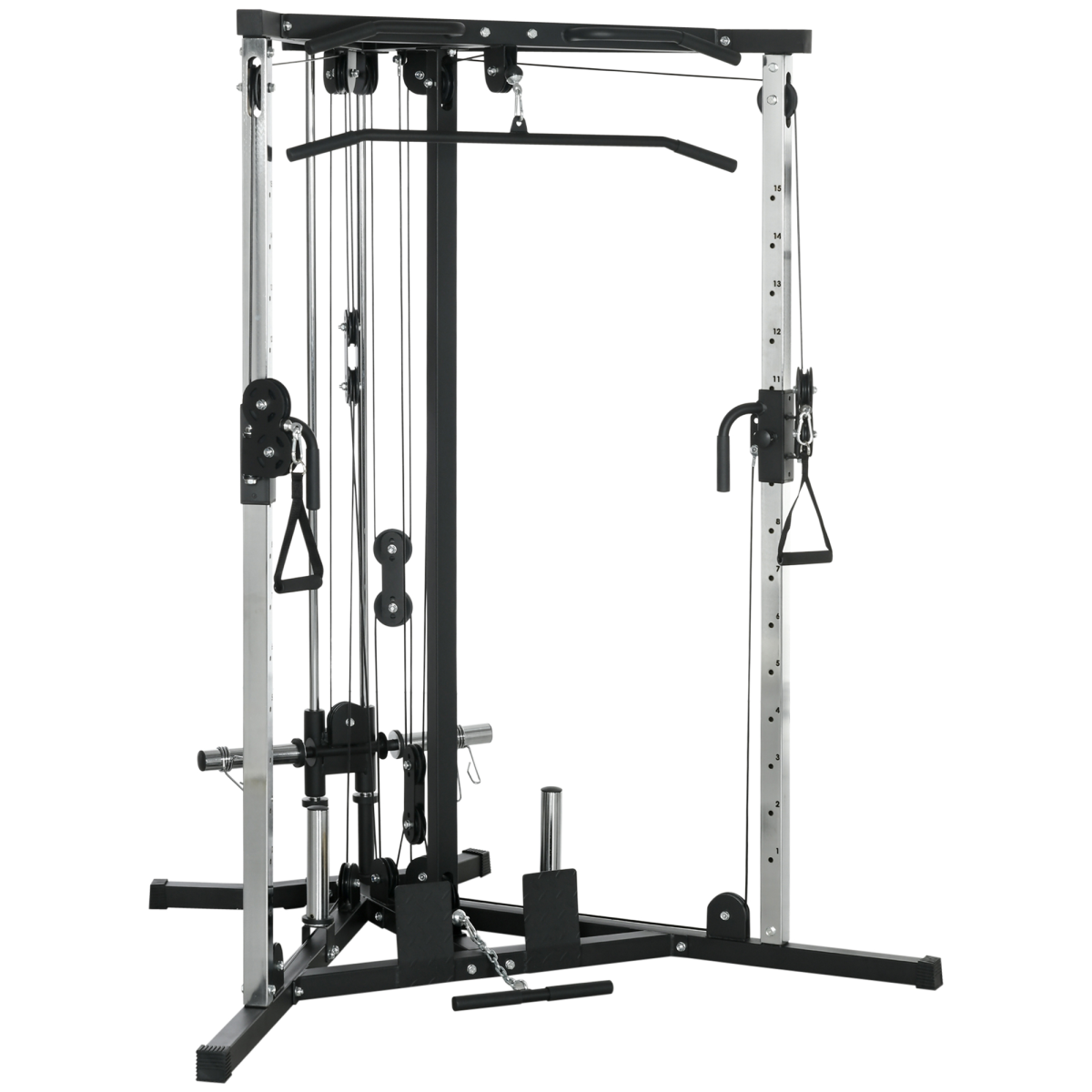 SPORTNOW Adjustable Home Gym Machine with Dual Pulley System