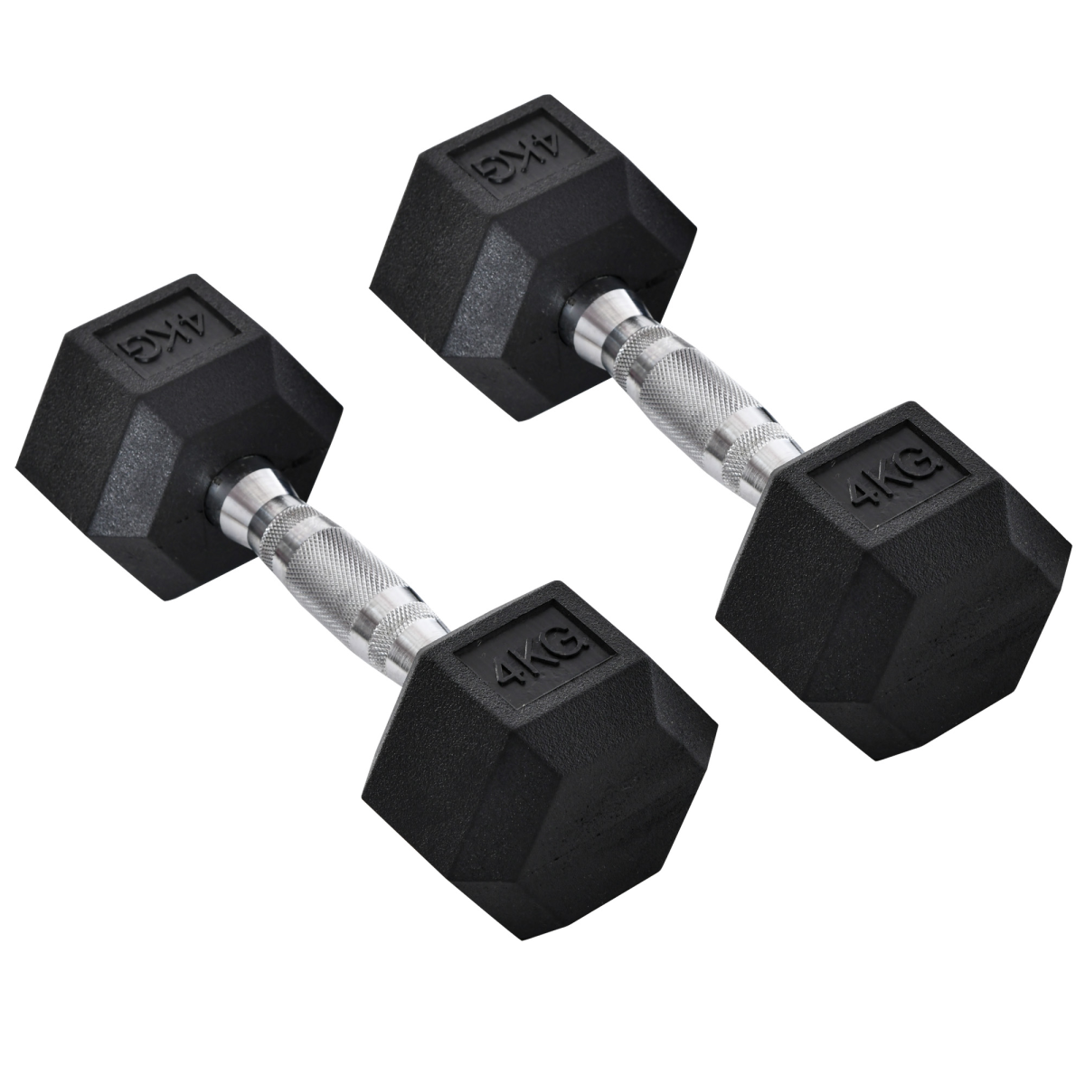 Hexagonal Dumbbell Set 2 x 4kg for Home Gym Exercise, Non-Rolling Weight Lifting Dumbbells, HOMCOM