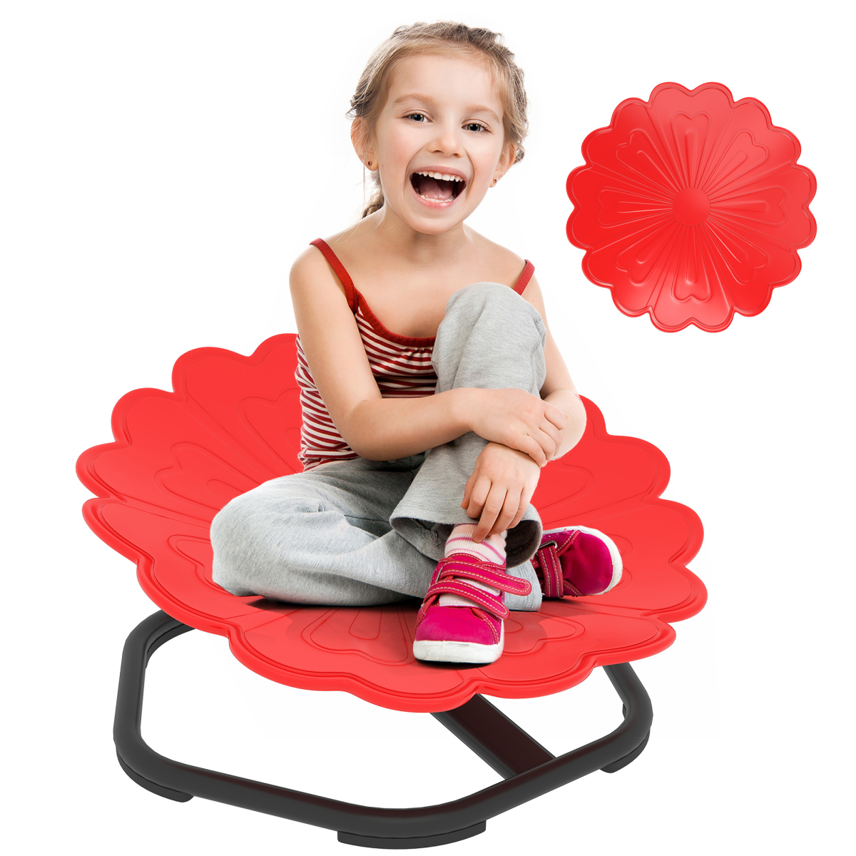 AIYAPLAY Kids 360° Swivel Sensory Spinning Chair, Red