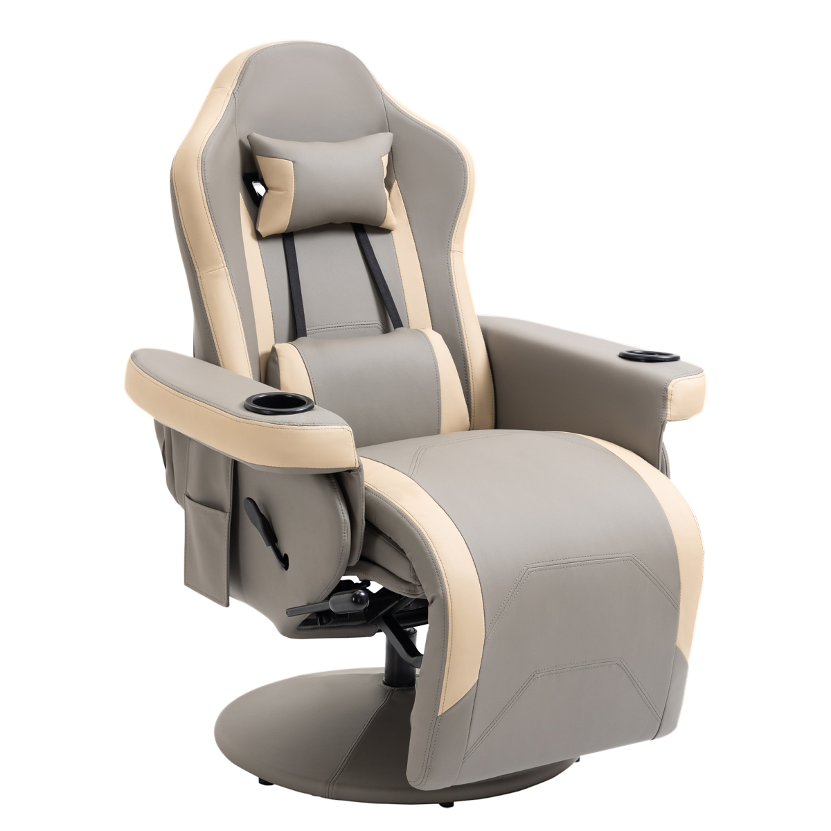 HOMCOM Manual Recliner Armchair with Footrest, 135° Reclining, 360° Swivel, Faux Leather
