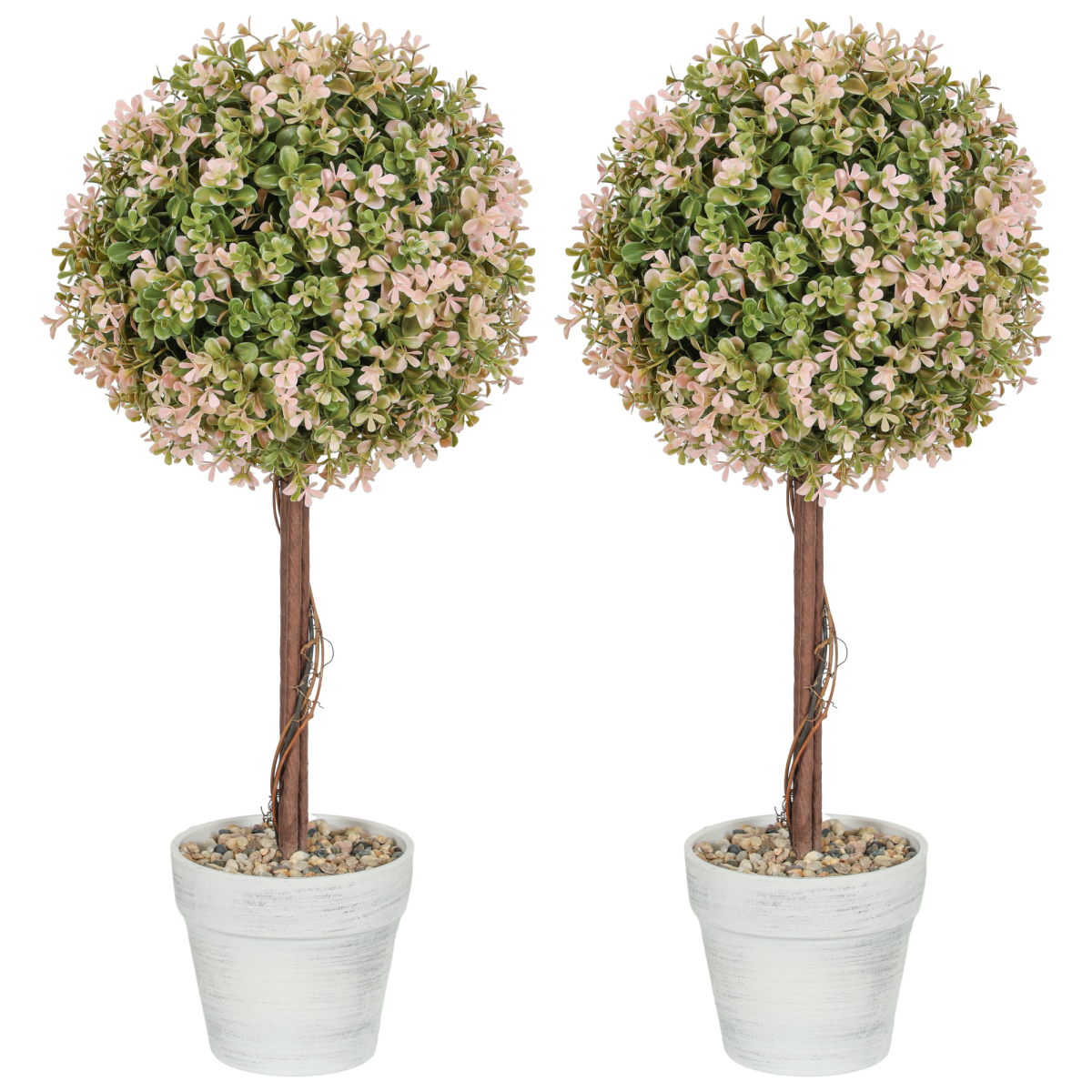 HOMCOM Set of 2 UV-Protected Artificial Murraya Plants, Cream White
