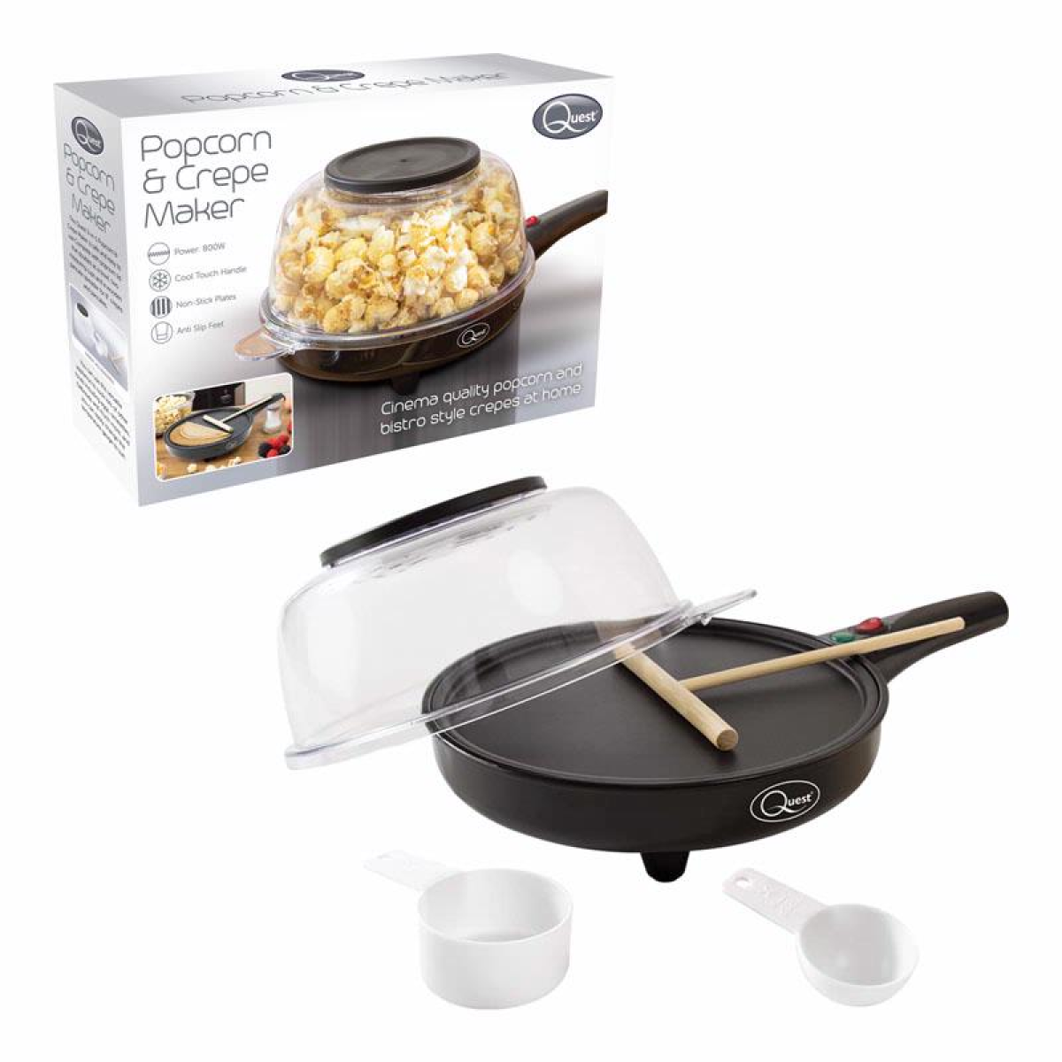 Quest 2-in-1 Electric Popcorn & Crepe Pancake Maker - 34400