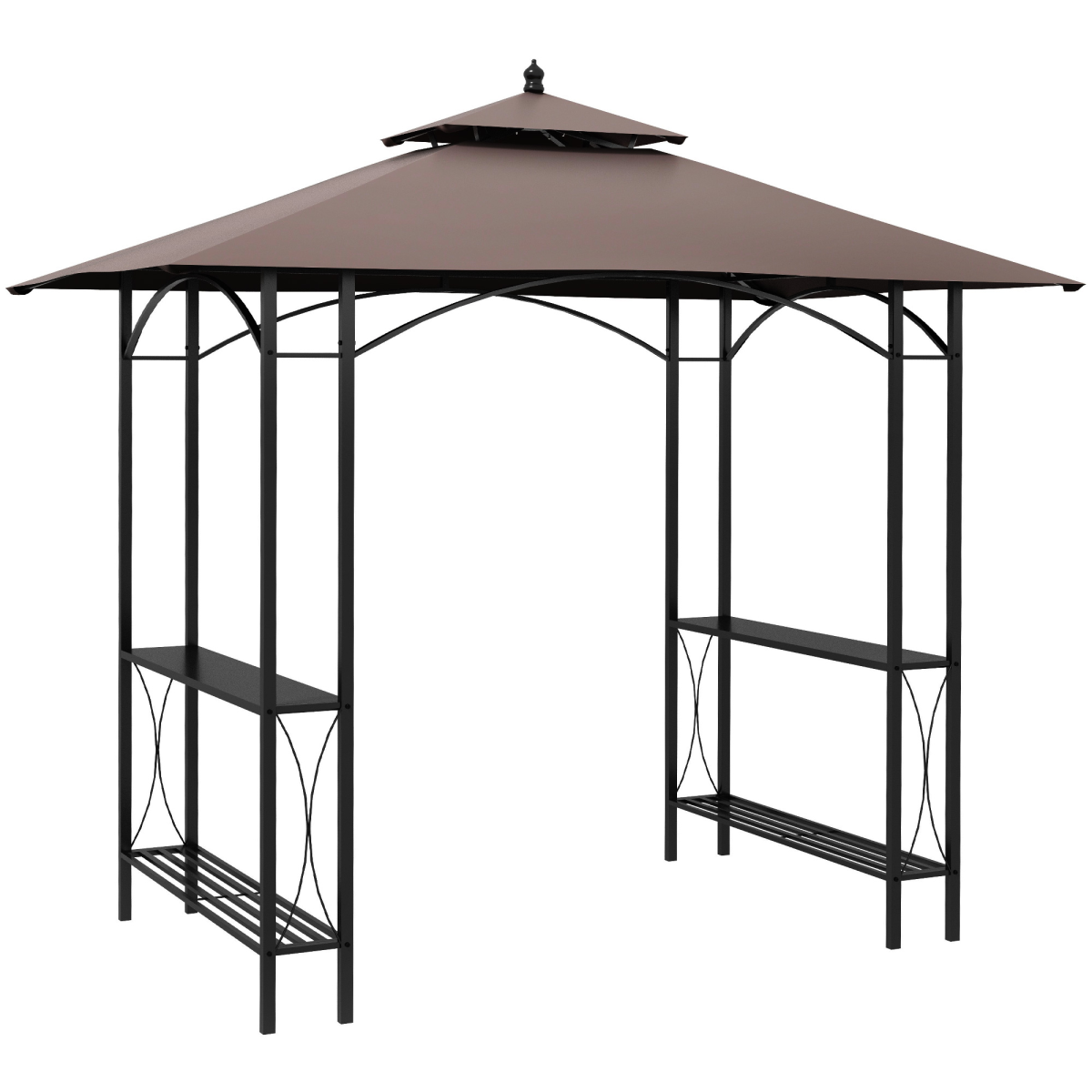 Outsunny 2.5x1.5m BBQ Gazebo with 2 Side Tables, Flame-Resistant Canopy