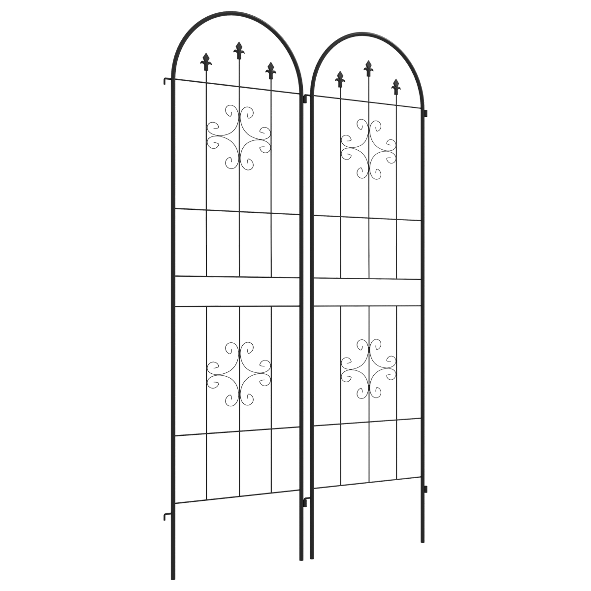 Outsunny Set of 2 Metal Trellis for Climbing Plants, Arrow Design, Black Steel, 50 x 180 cm