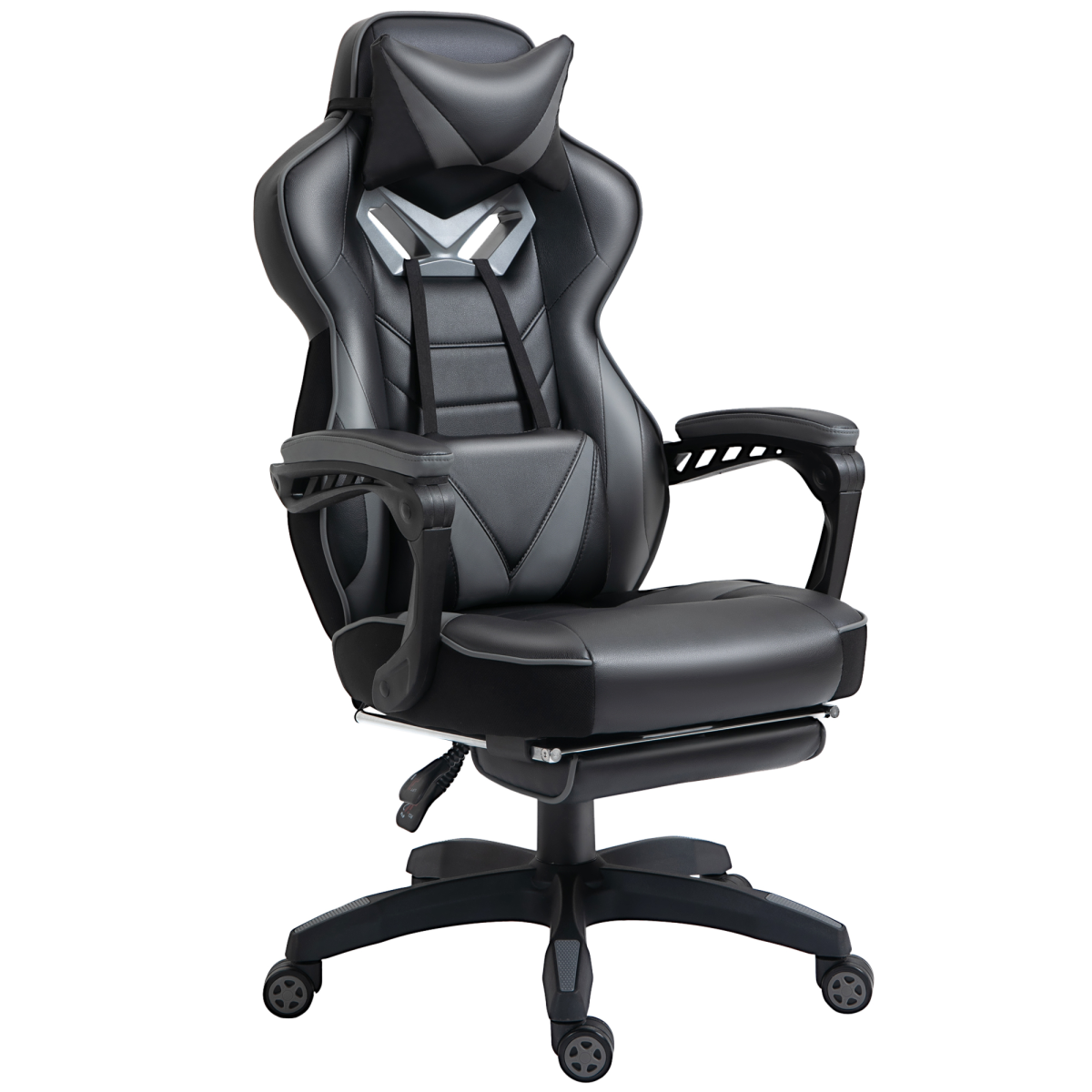 Vinsetto Grey Ergonomic Reclining Gaming Chair with Footrest