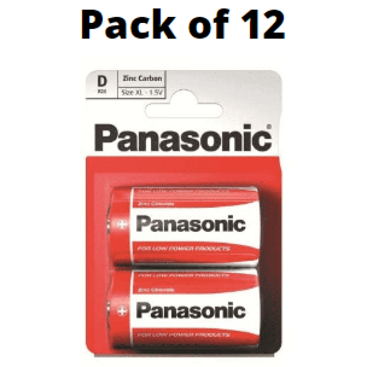Panasonic D Size Zinc Batteries, Pack of 12