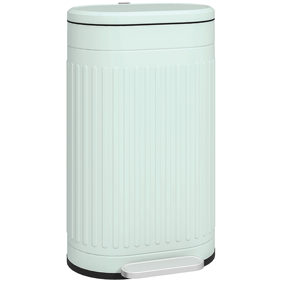 HOMCOM 30L Metal Pedal Bin with Soft-Close Lid, Light Green
