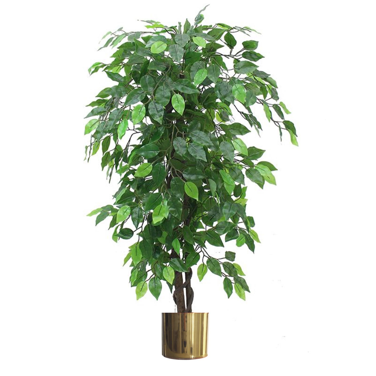 Leaf 120cm Artificial Ficus Tree with Gold Metal Planter