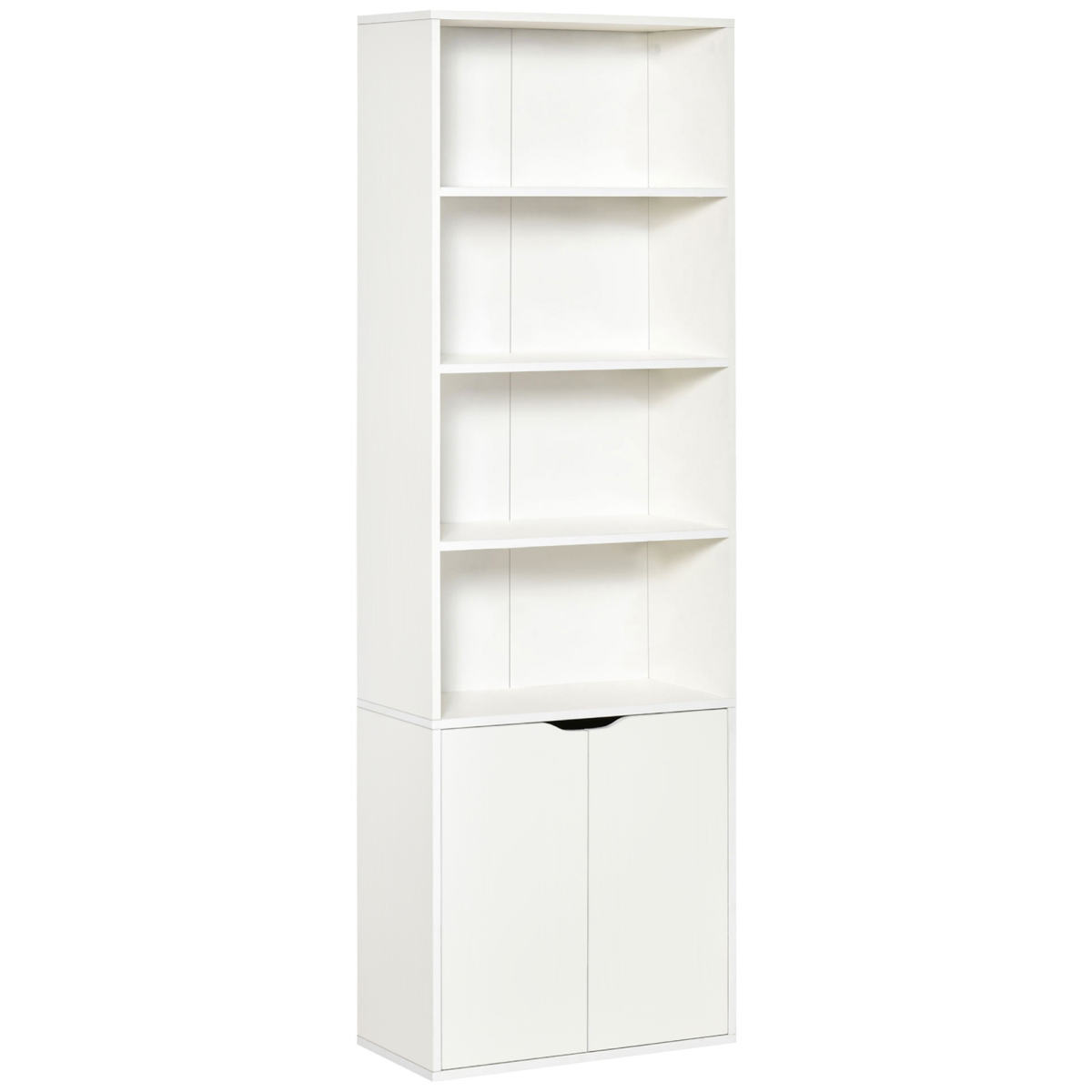 White Wooden Bookcase Storage Cabinet Display Unit with Shelves and Cupboard