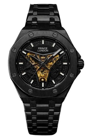 NY London Men’s Automatic Mechanical Metal Bracelet Watch Silver/Black