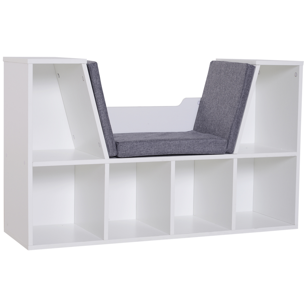 HOMCOM Bookcase Storage Seat with 6 Storage Cubes and 2 Top Shelves, White