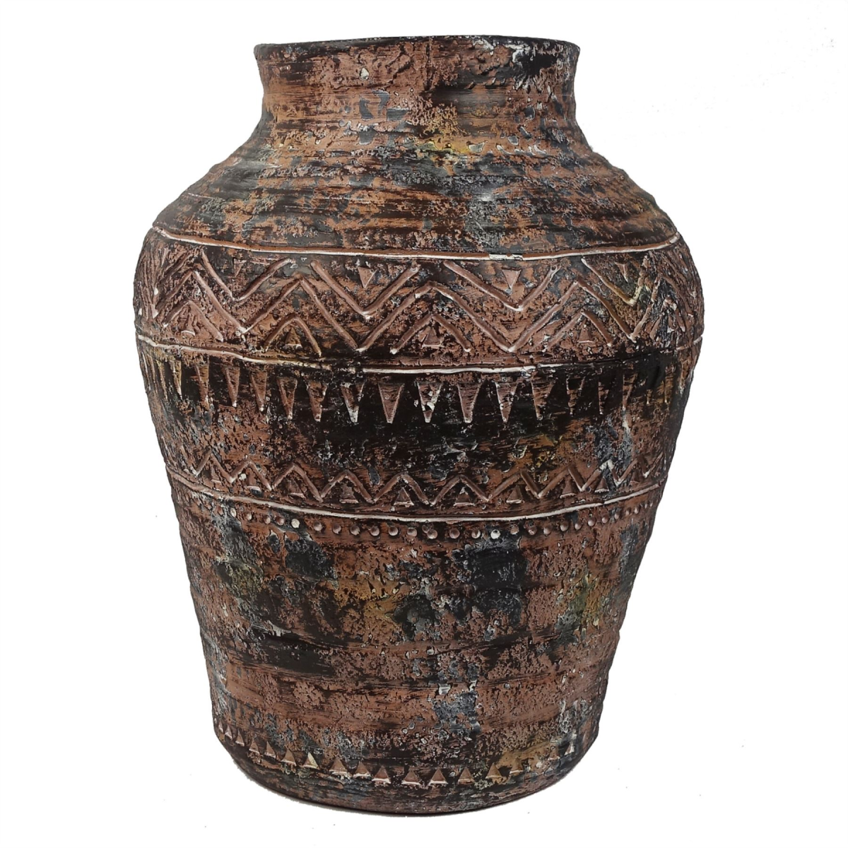 40cm x 32cm Aztec Textured Vase Fibreglass Composite Planter