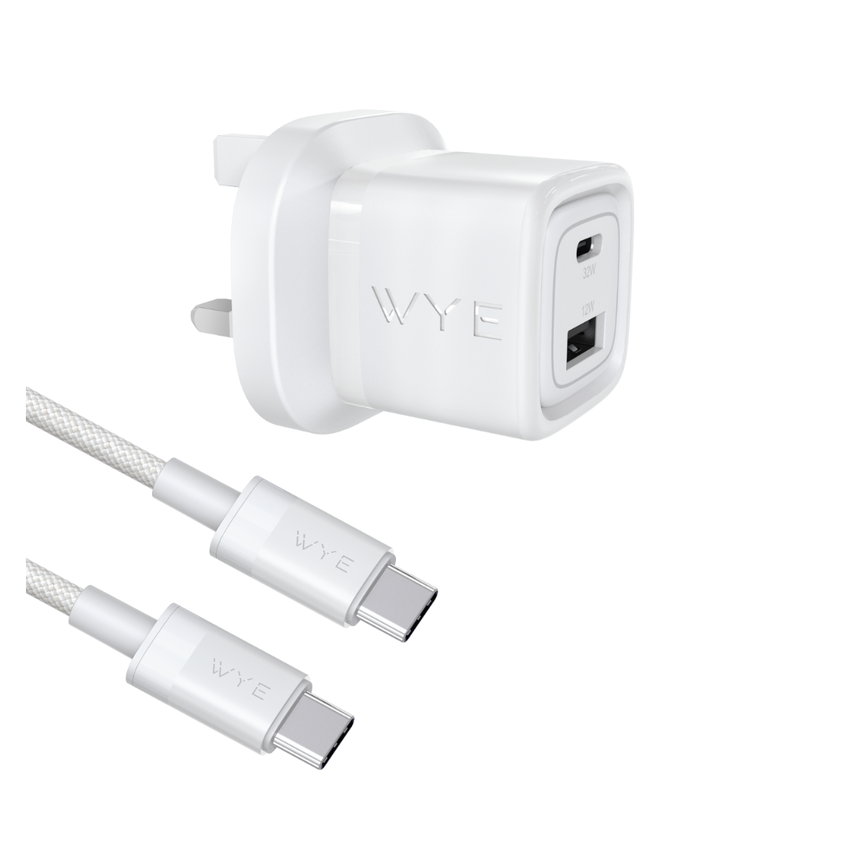 WYEFLUX 32W Dual Port USB-C & USB-A Charging Kit with USB-C to USB-C Cable