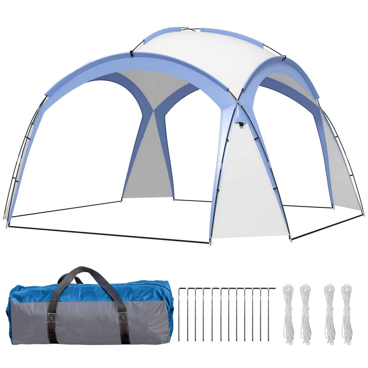 Outsunny Outdoor Gazebo Party Tent, Garden Event Shelter, White and Light Blue