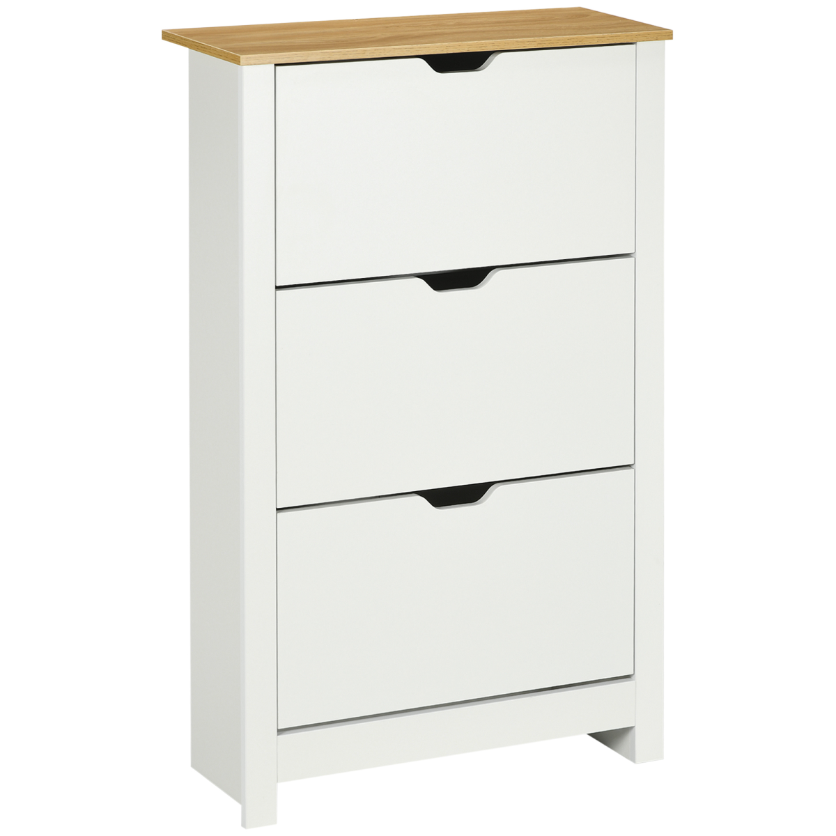 HOMCOM 18-Pair Shoe Storage Cabinet with 3 Drawers, 6 Shelves, White