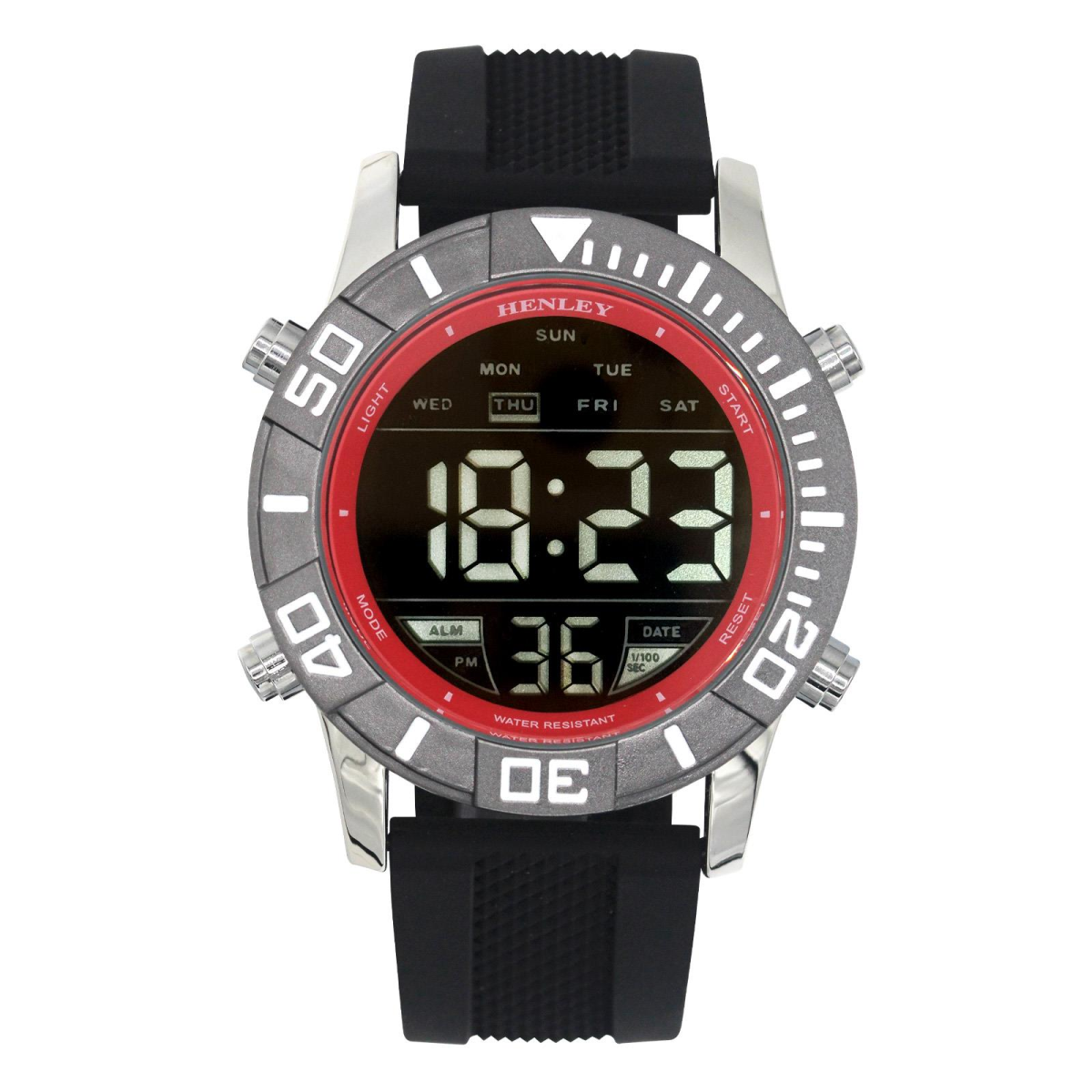 Henley Men's Digital Black Dial Rubber Strap Watch HDG037.10