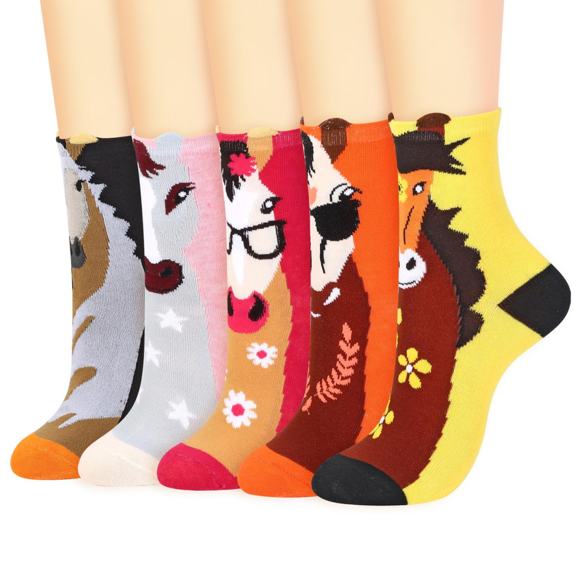 Vinsani 5 Pack Animal Print Socks for Women UK 4-7