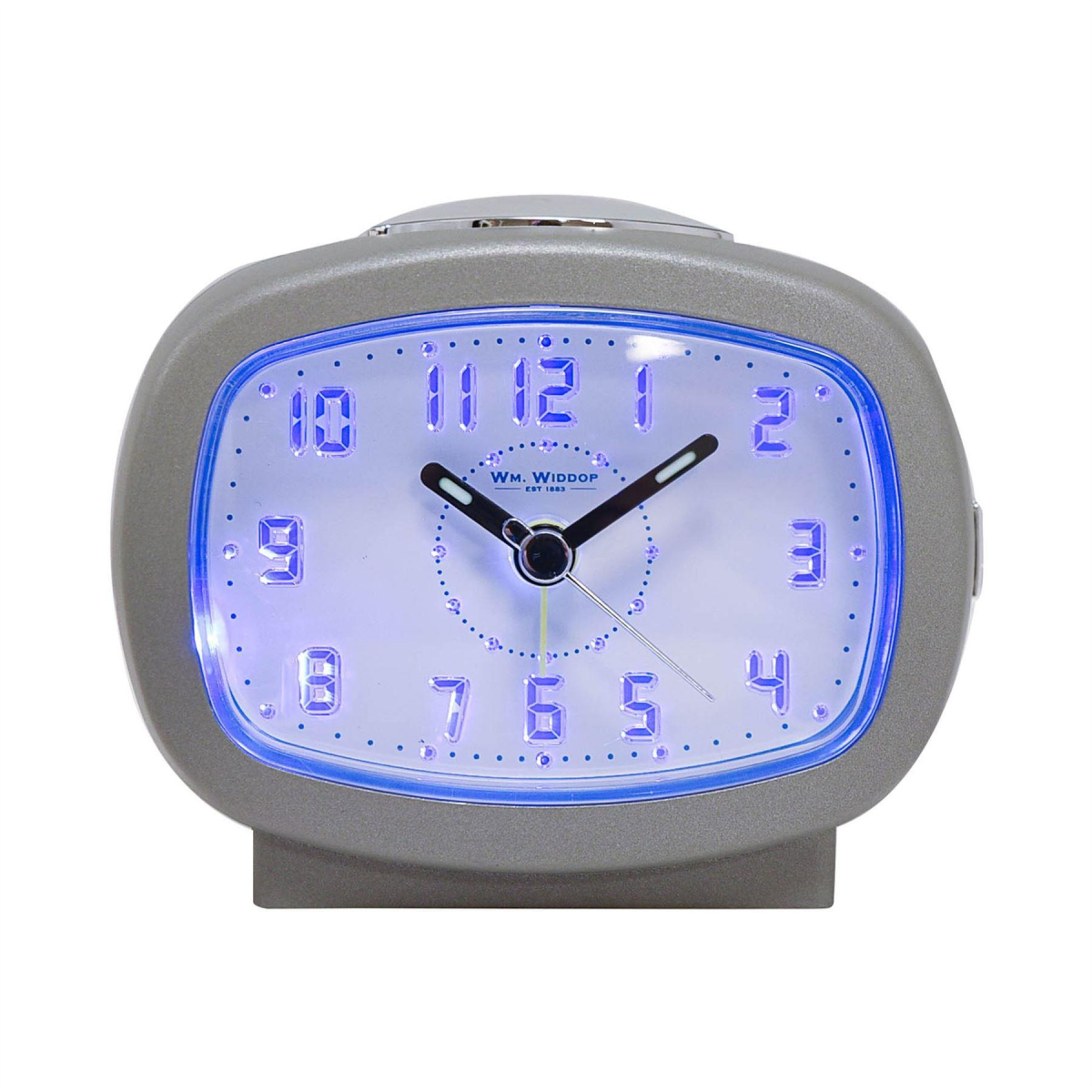William Widdop Silver Alarm Clock with LED Dial and Snooze