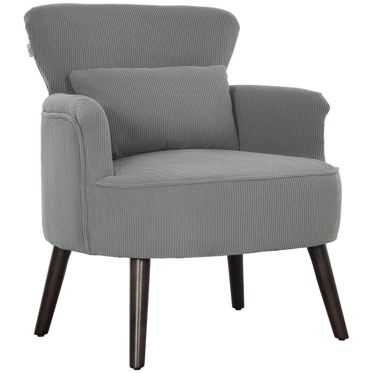 HOMCOM Wingback Corduroy Armchair with Padded Seat, Light Grey