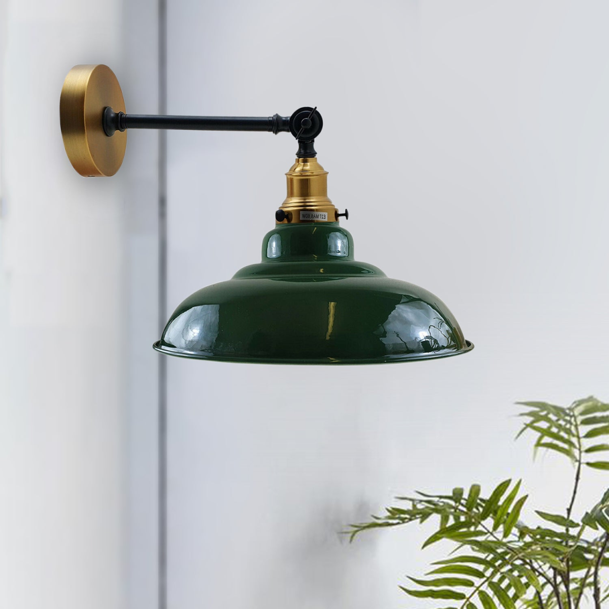 Green Shade With Adjustable Curvy Swing Arm Wall Light Fixture Loft Style Industrial Wall Sconce~3465