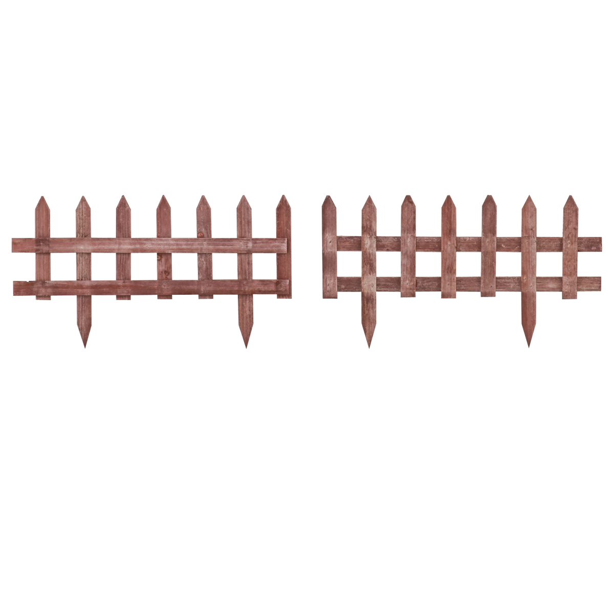 Outsunny Pack of 12 Fir Wood Garden Border Fence, Rustic Brown