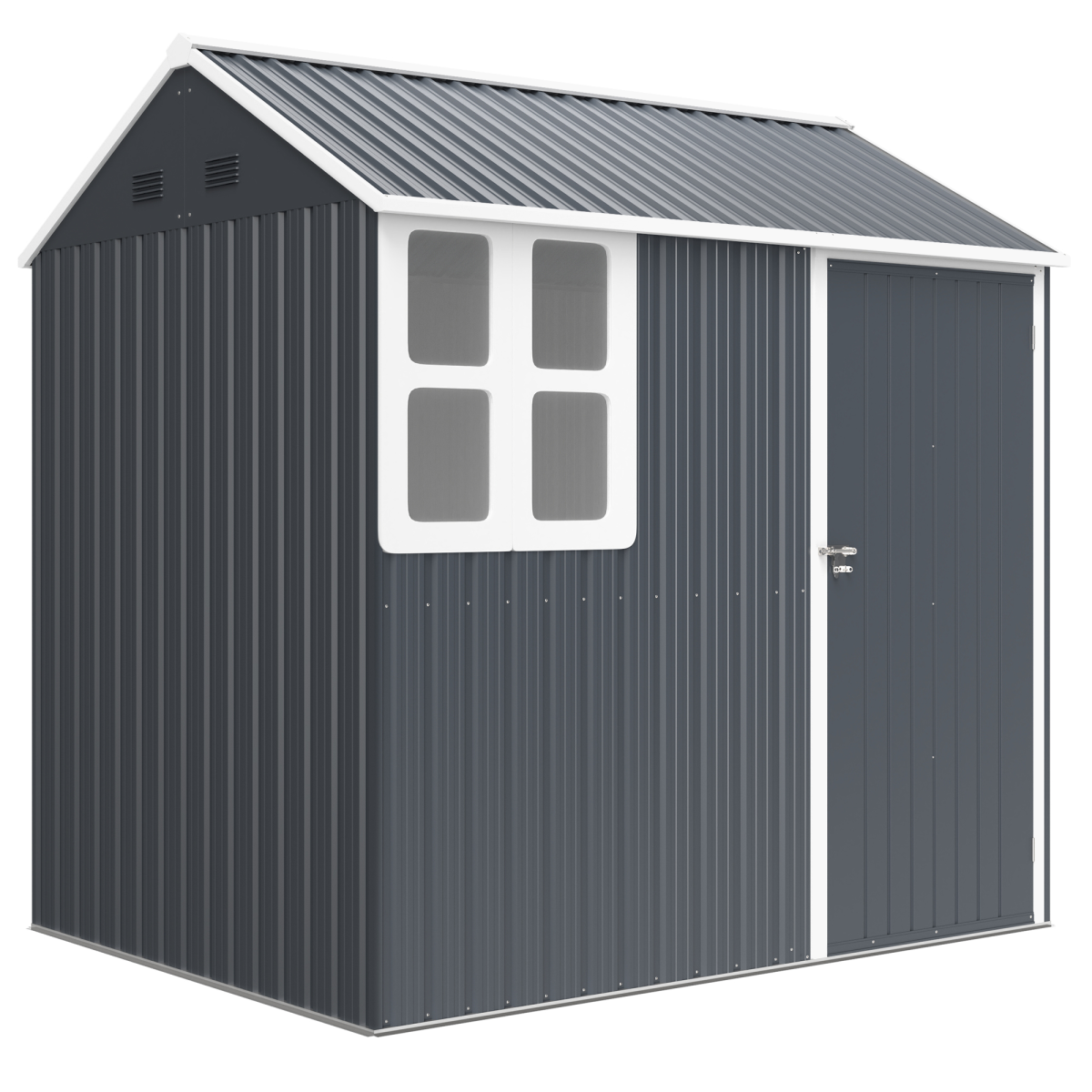 Galvanised Steel Outdoor Storage Shed 7x6ft with Window & Vents