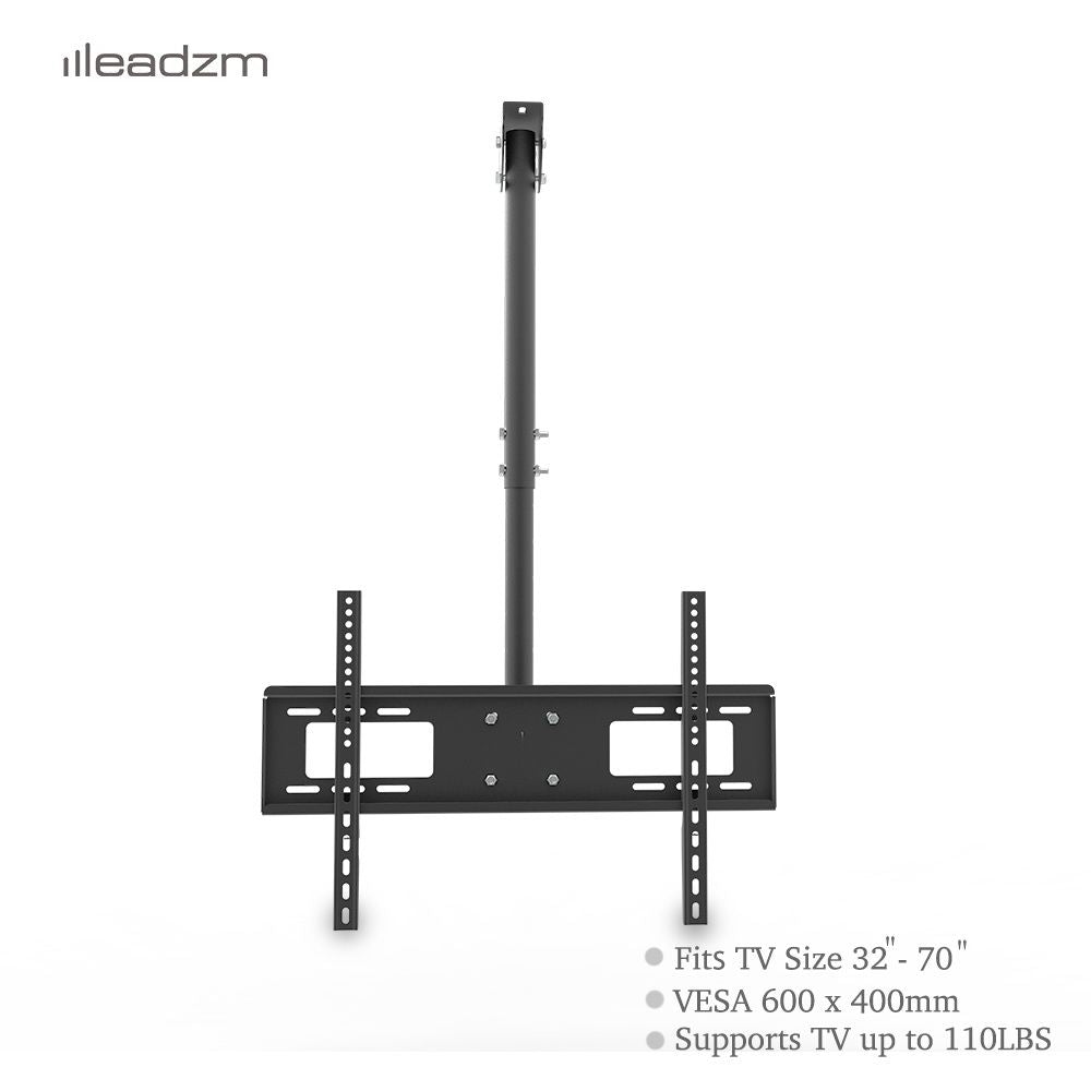 LEADZM TMC-7006 Ceiling TV Mount for 32-70 Inch TVs, Adjustable Height, Tilt and Swivel, 110 lb Capacity, VESA up to 600x400