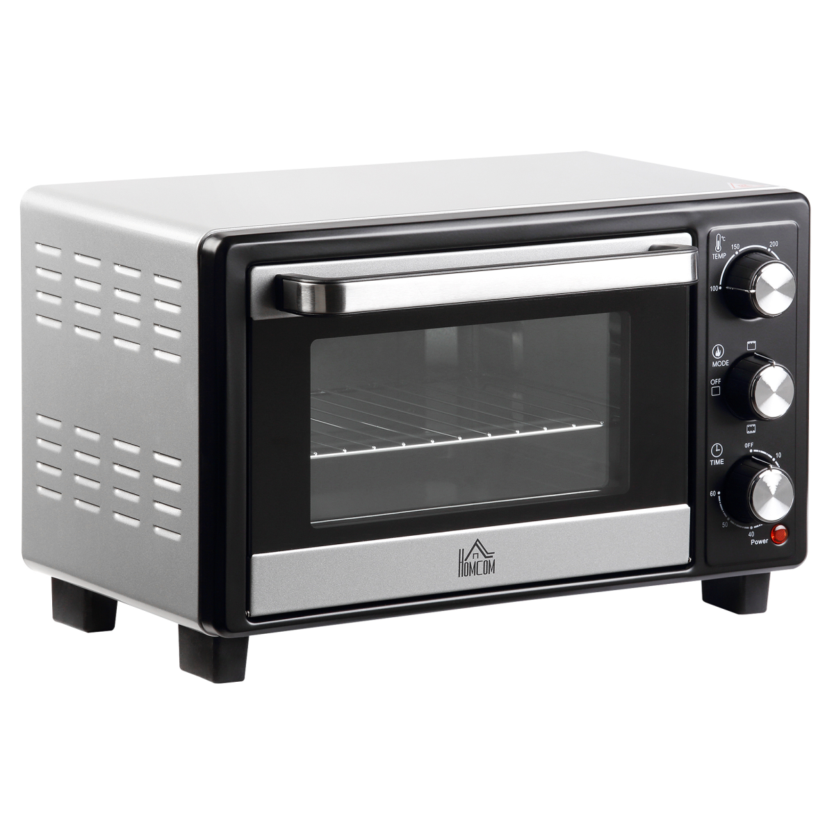 HOMCOM 16L Mini Oven with Grill, 1400W Toaster Oven, Adjustable Temperature, 0-60 Min Timer