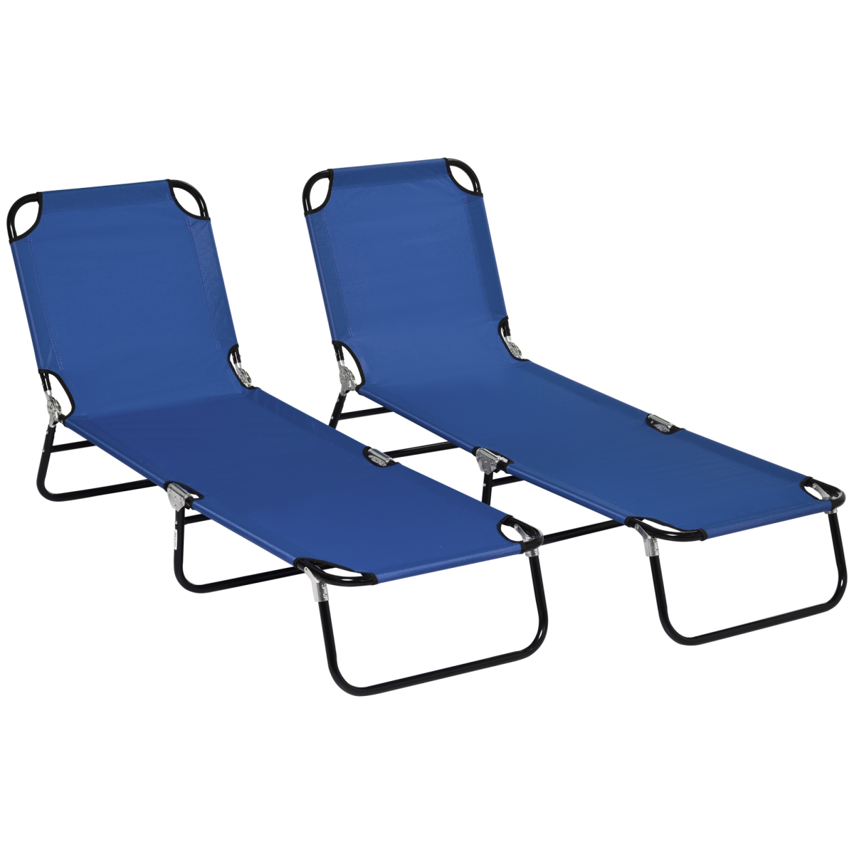Outsunny Set of 2 Folding Sun Loungers with Adjustable Backrest, Blue