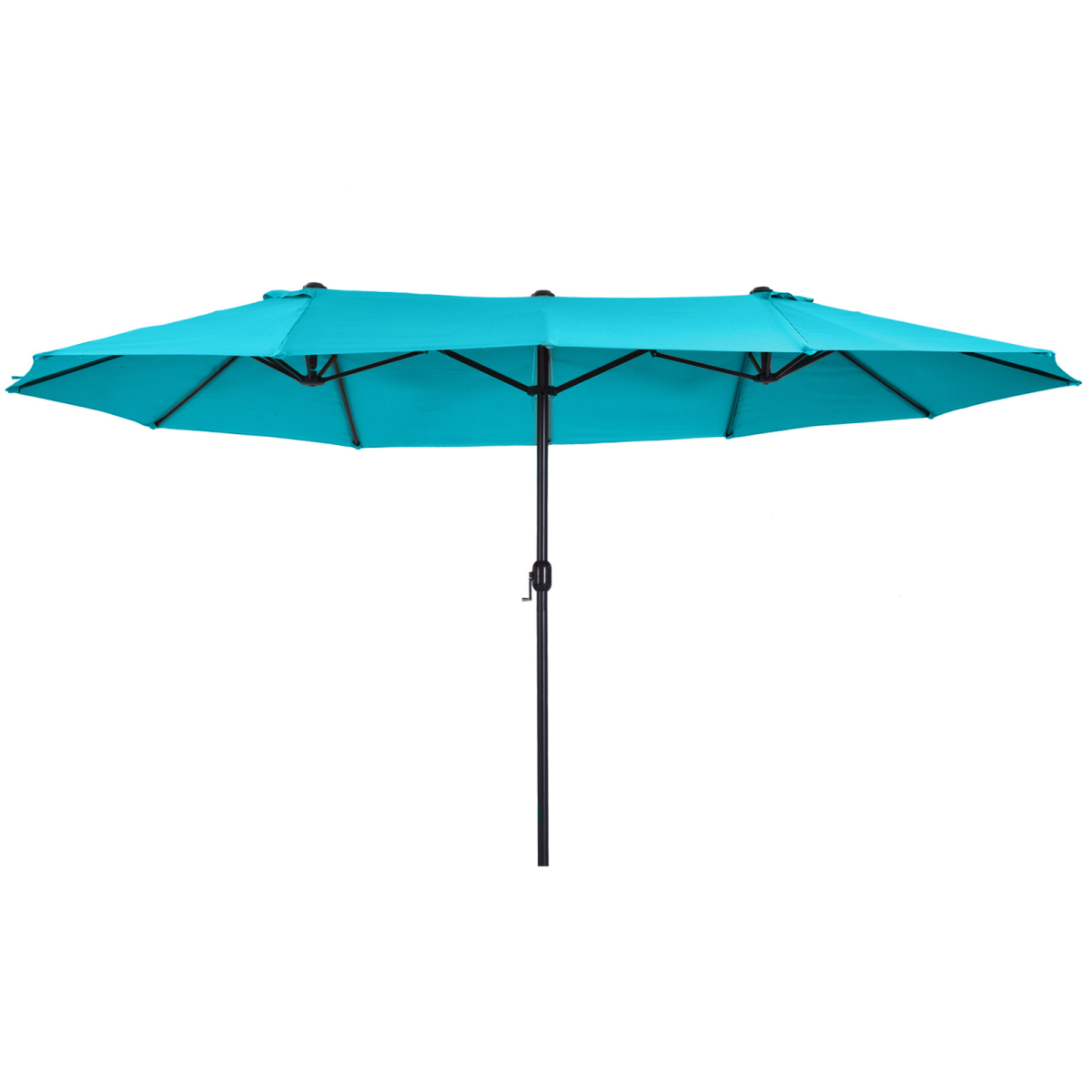 Outsunny 4.6M Double Canopy Garden Patio Umbrella Parasol with Crank Lift, Blue, No Base