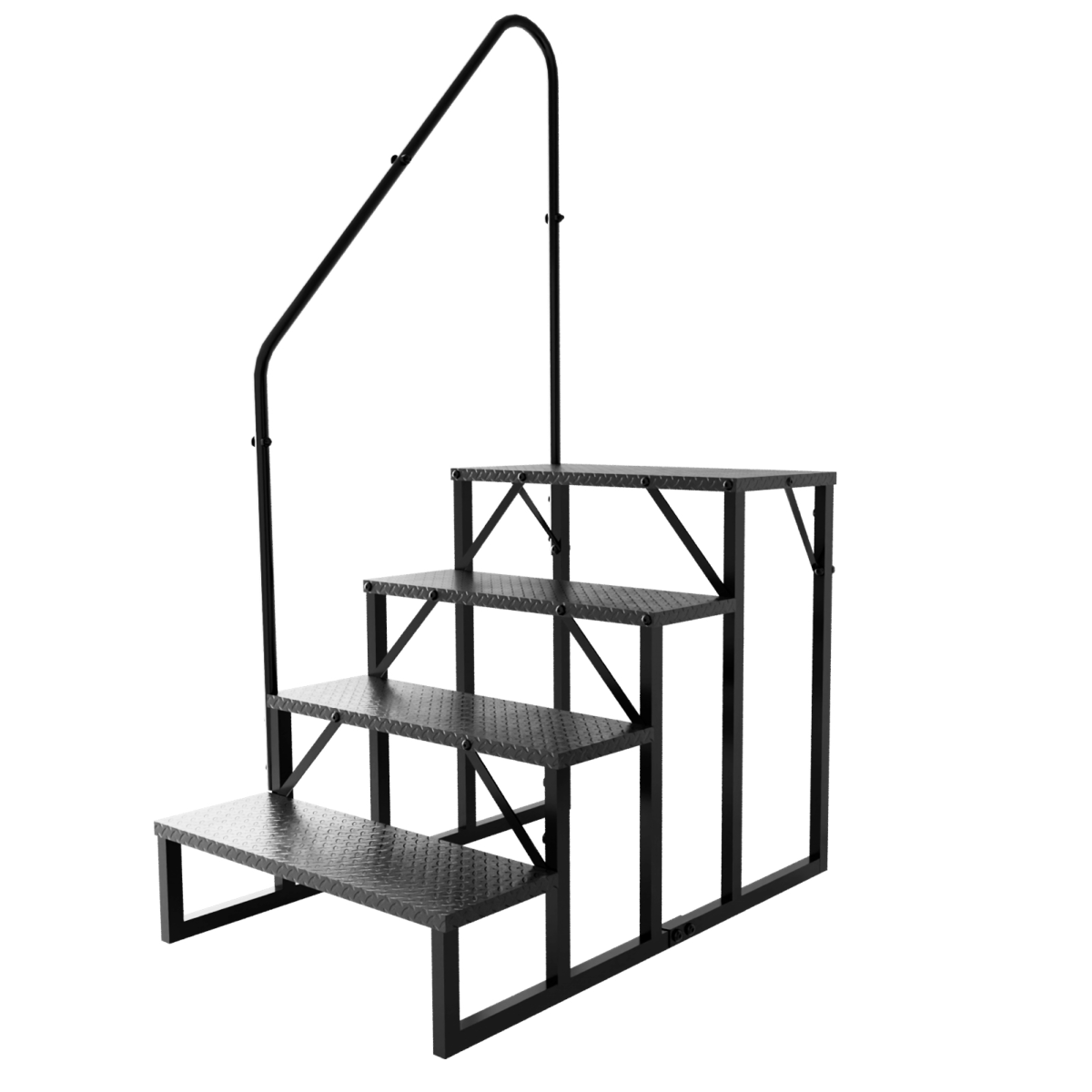 4 Step RV Steps with Handrail, 660 lb Heavy Duty Portable Ladder for Camper, Mobile Home, Pool, Hot Tub, Porch and Spa Stairs