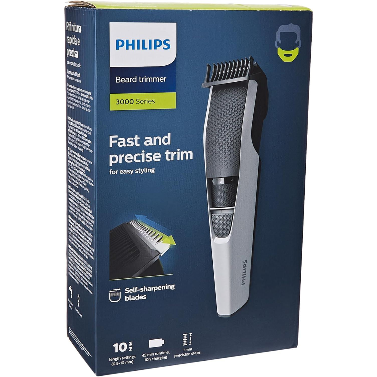 Philips Beard Trimmer 3000 Series with Lift & Trim System and Self-Sharpening Stainless Steel Blades