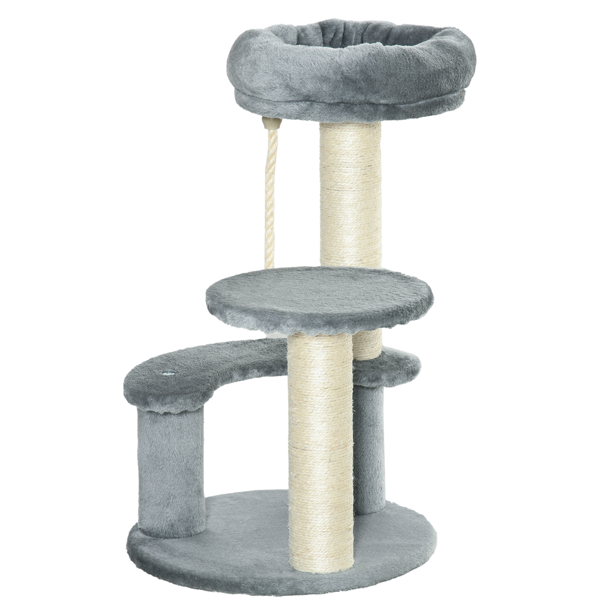 PawHut Cat Tree Scratcher Activity Center with 2 Perches, Scratching Posts and Hanging Sisal Rope