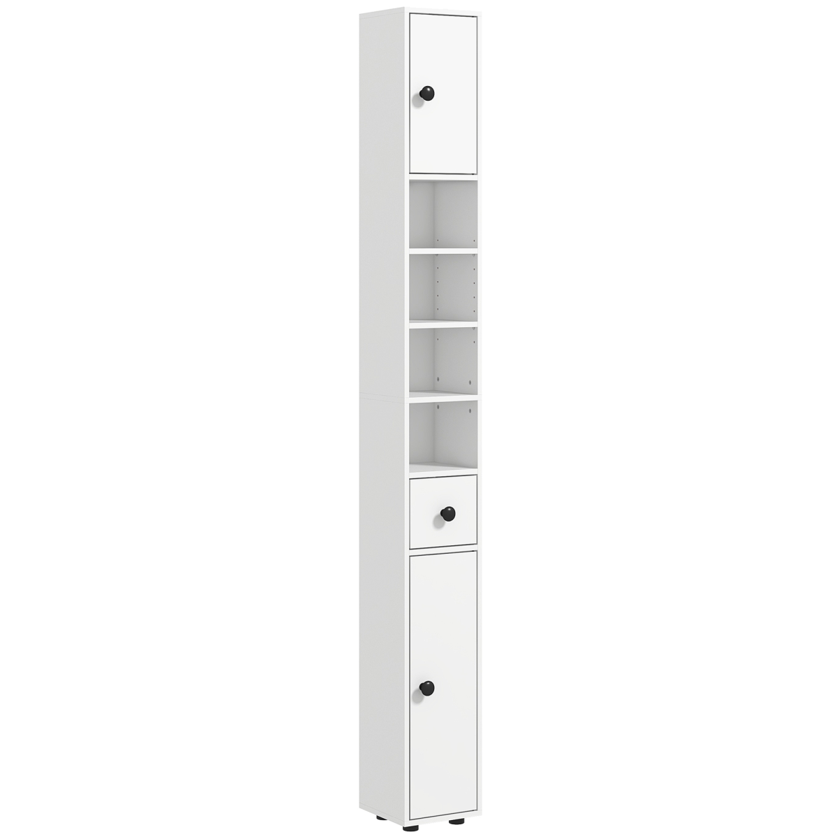 kleankin Slim White Bathroom Storage Cabinet with Open Shelves
