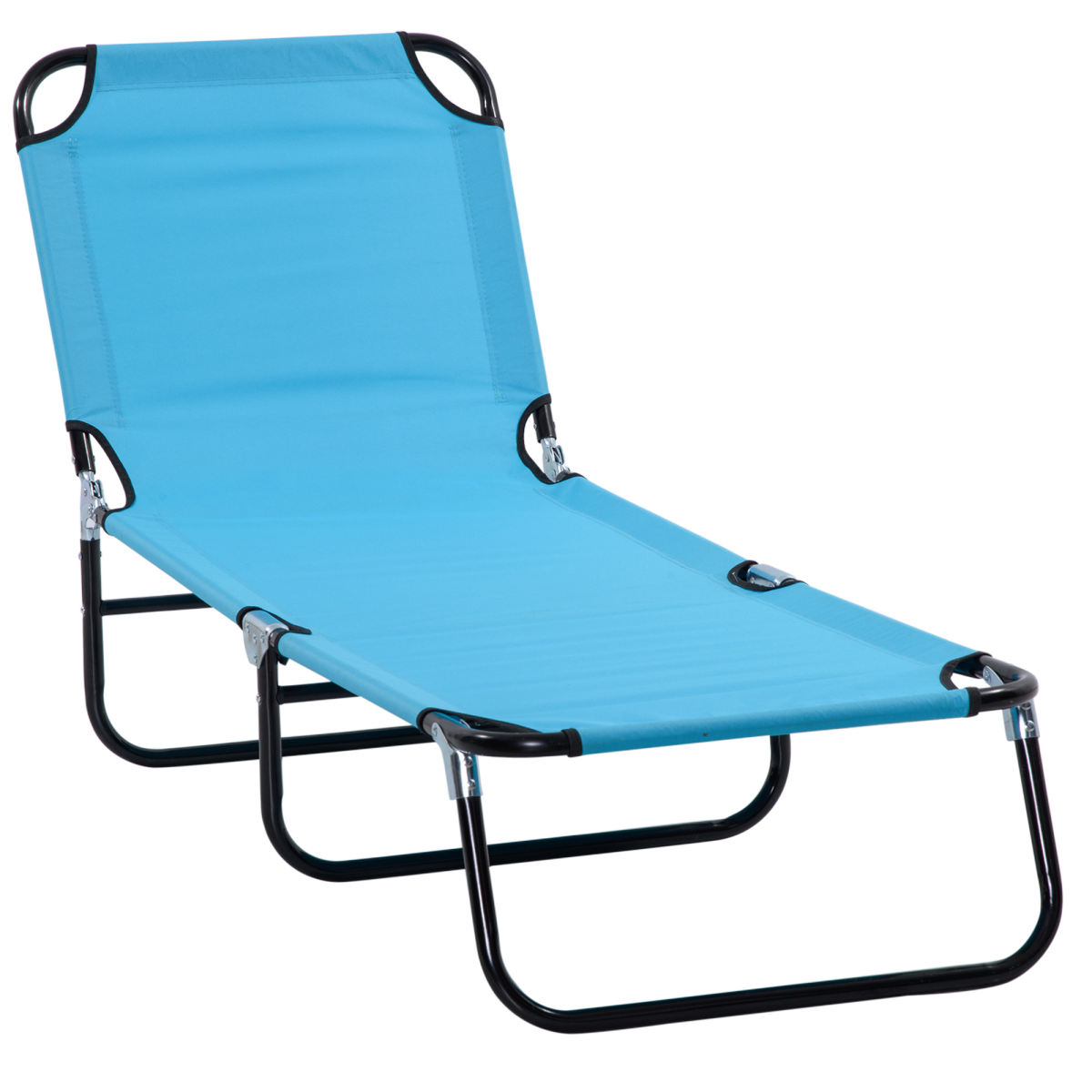 Outsunny Folding Reclining Chaise Lounge Chair with 5-Level Adjustable Backrest, Sky Blue