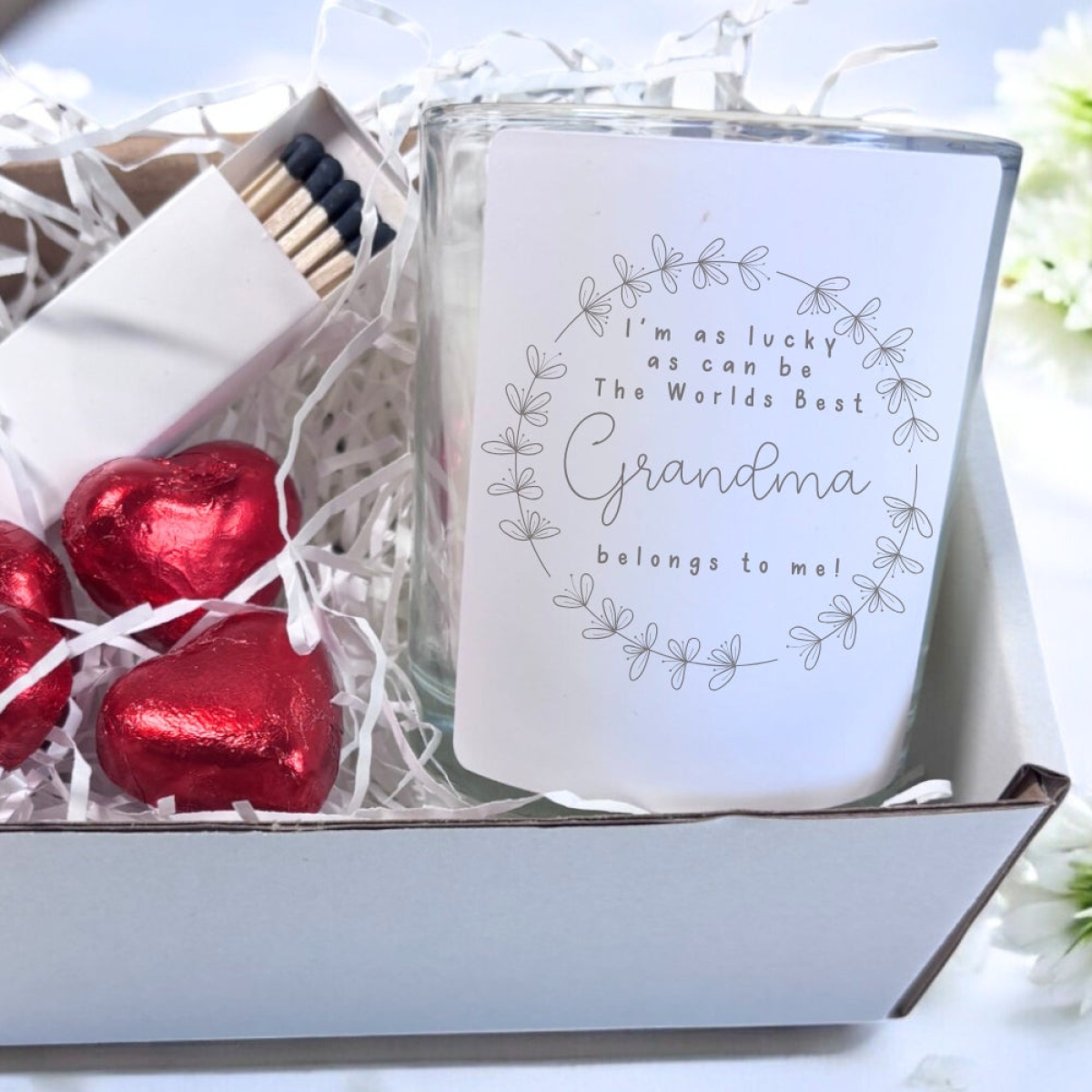 Grandma Candle Gift Set with Chocolates and Matches