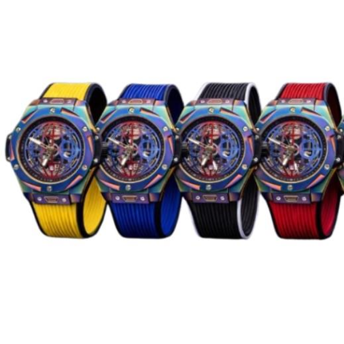NY London Men's Rainbow Analogue Watch with Dated Dial & Rubber Strap