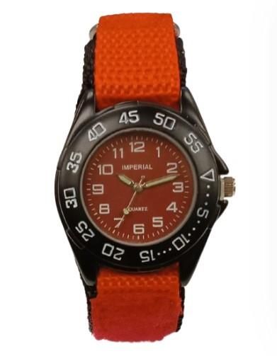 Imperial Children Red Watch with Velcro Strap, Easy Fasten, Needs Re-Battery
