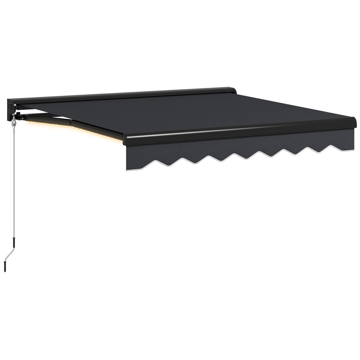 Outsunny 2.5 x 2m Electric Awning with LED Lights, Remote Control and Manual Handle, Half Cassette, Grey