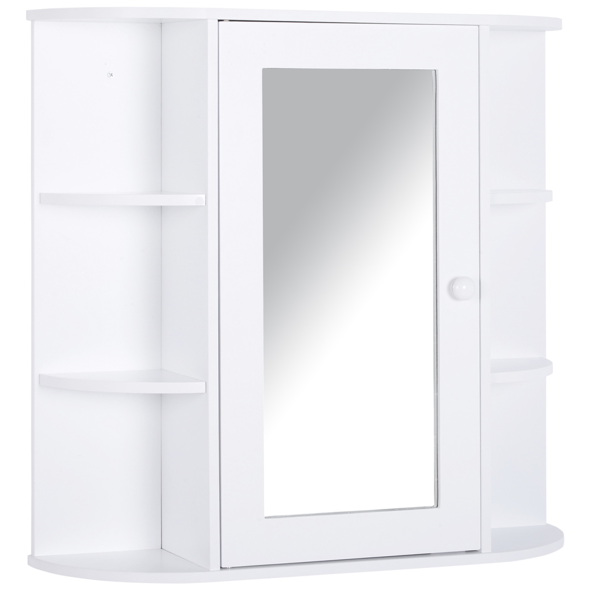 Wall Mounted Bathroom Cabinet with Mirror, Single Door Storage Cabinet with Open Shelves, White Bathroom Wall Cabinet
