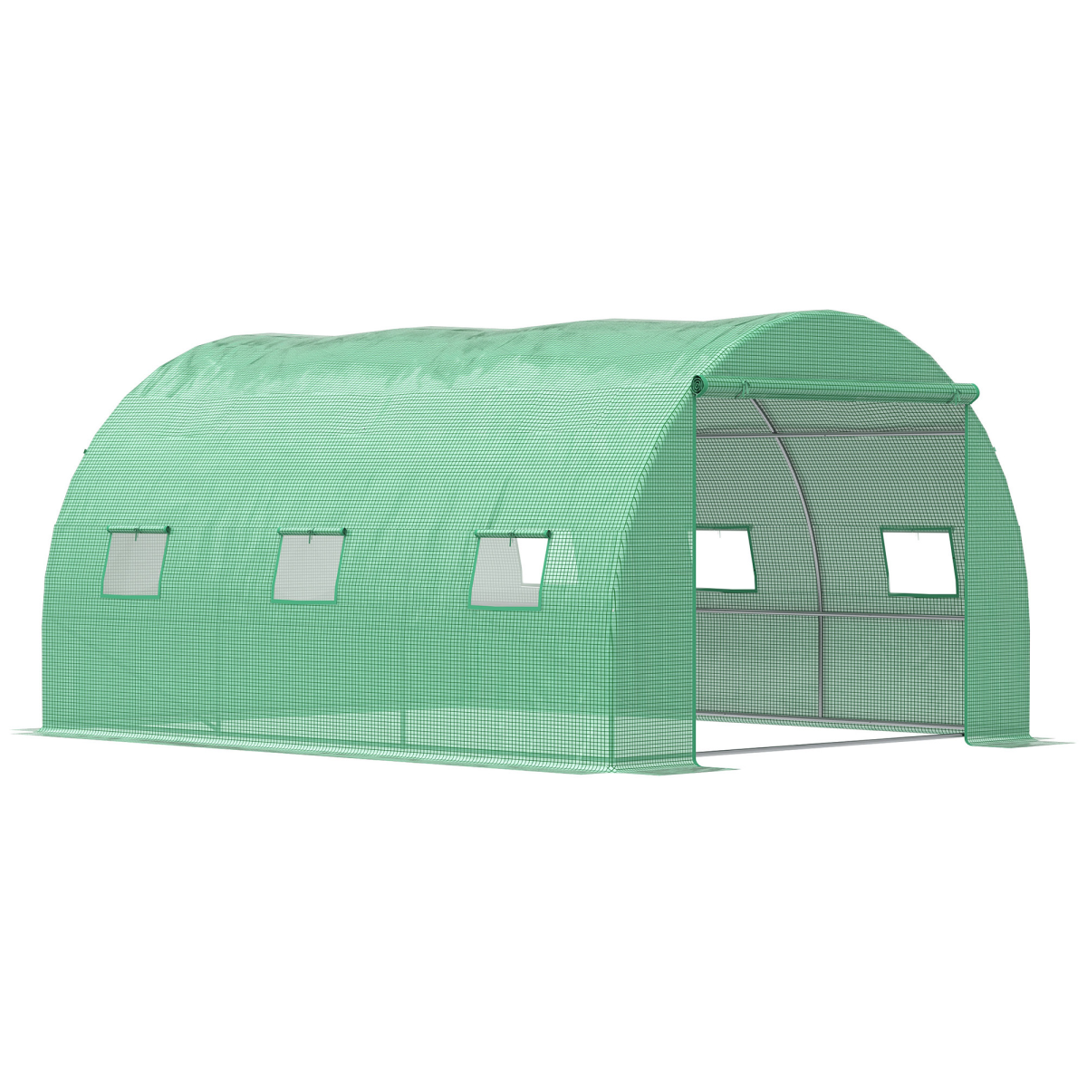 Outsunny 4 x 3 x 2 m Walk-In Tunnel Greenhouse with Roll-Up Door and 6 Windows