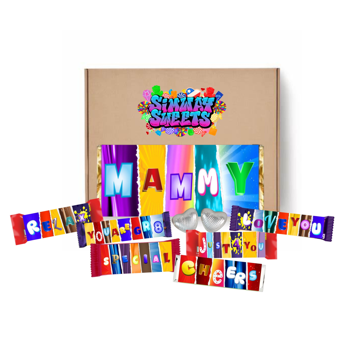 Mothers Day Gift Box: Fun Chocolate Bar Wrapper Selection by Simway Sweets
