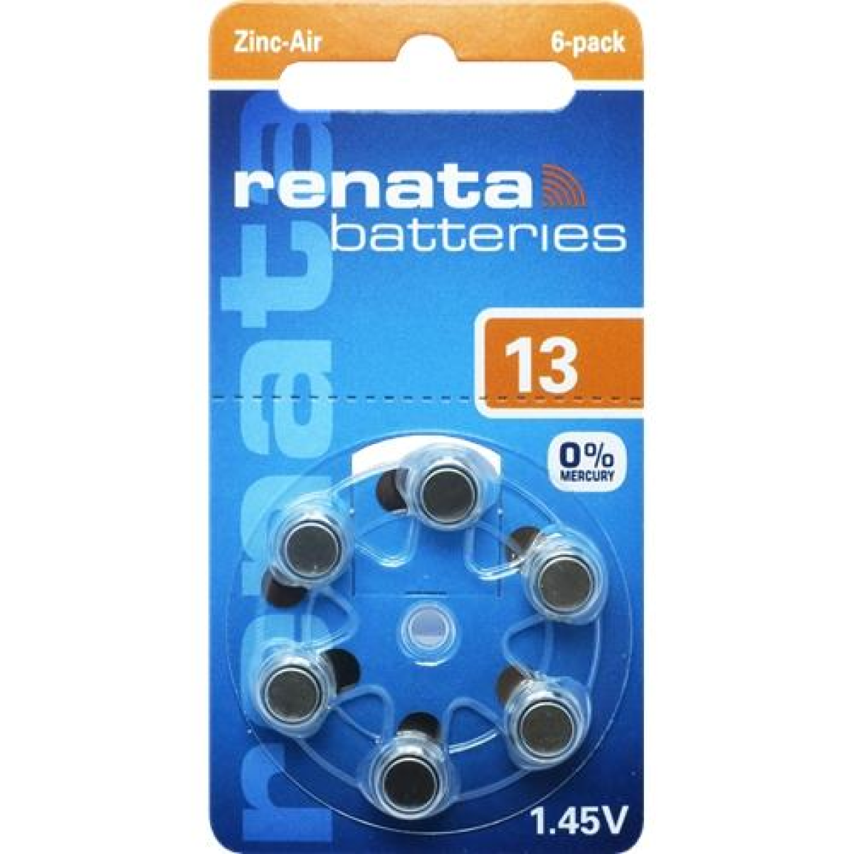 Renata 13 Hearing Aid Batteries 6-Pack