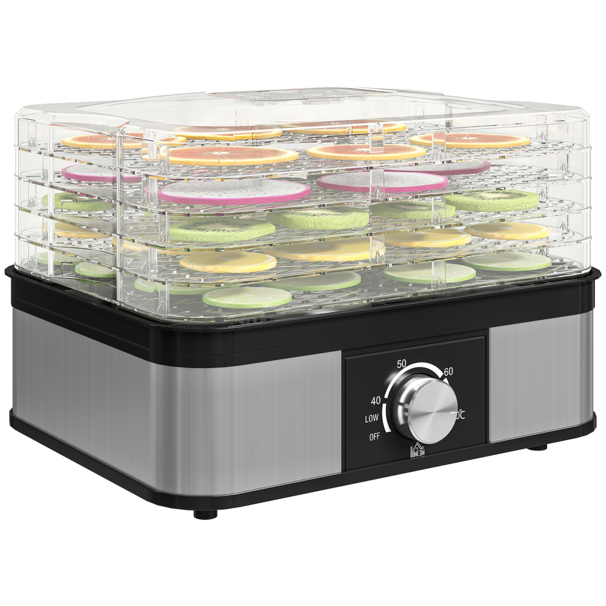 HOMCOM 5-Tier Food Dehydrator, 245W, Adjustable 35-70°C, Black
