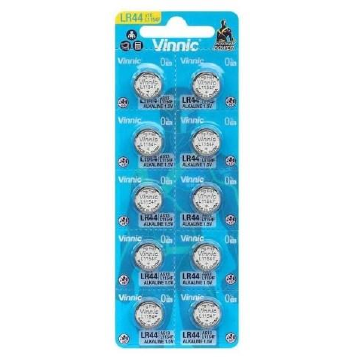 Vinnic L1154F AG13 LR44 Watch Batteries, Card of 10