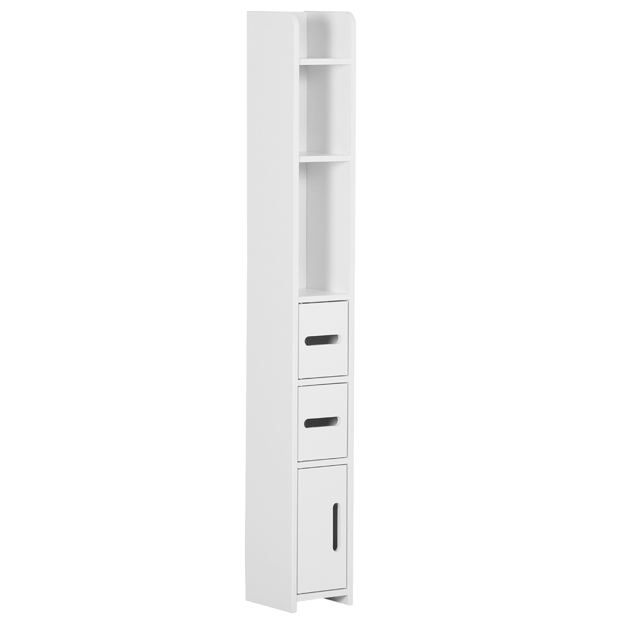 kleankin White Freestanding Bathroom Cabinet with Open Shelves, 3 Cupboards
