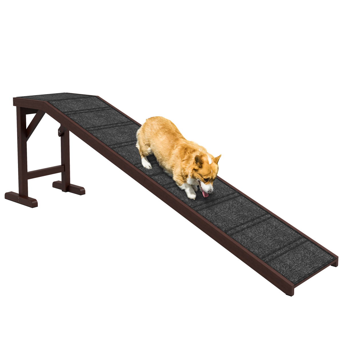 Pet Ramp for Dogs and Cats with Non-Slip Carpet, Pine Wood Ramp for Bed and Sofa, 188 x 40.5 x 63.5 cm, Pawhut