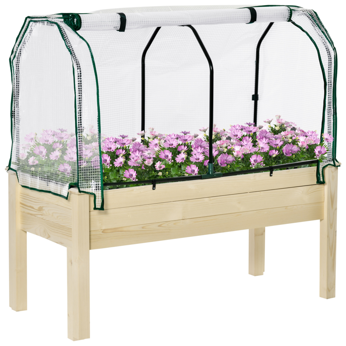 Outsunny Raised Garden Bed Planter Box with PE Greenhouse Cover