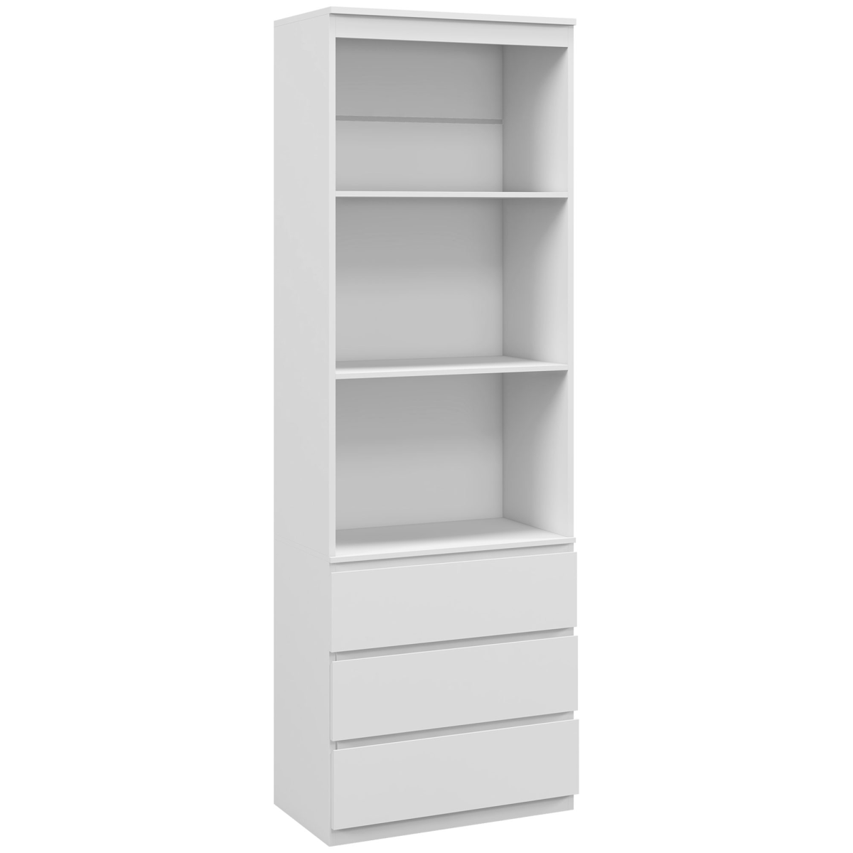 HOMCOM 180cm White Freestanding Bookshelf with 3 Shelves and 3 Drawers