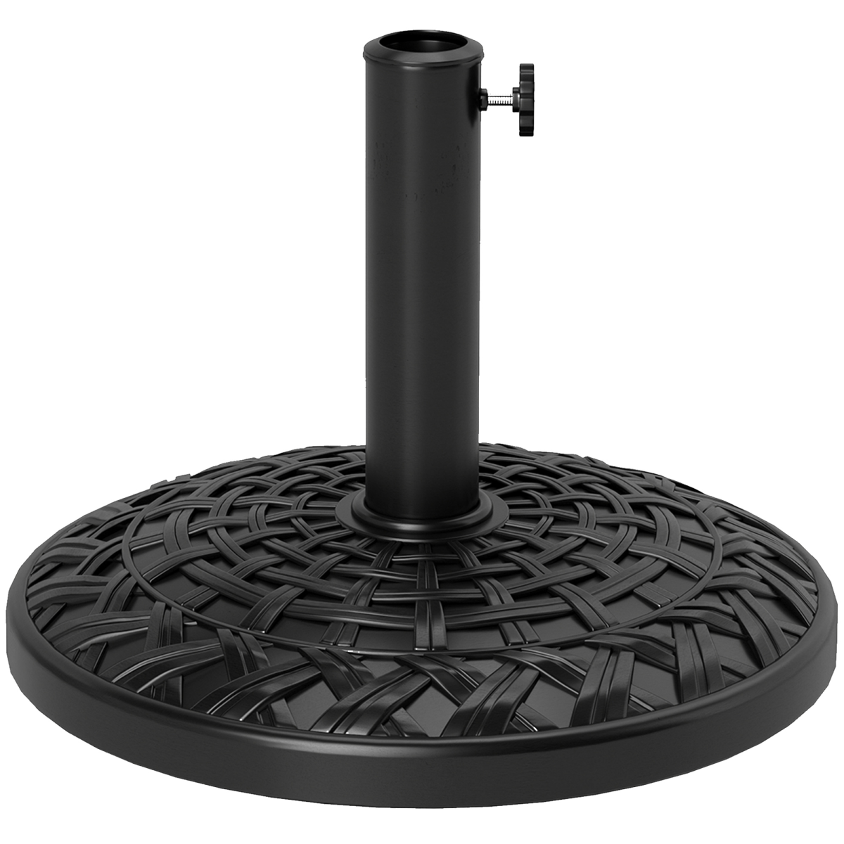 Outsunny 12kg Round Resin Parasol Base with Tightening Knob, Black